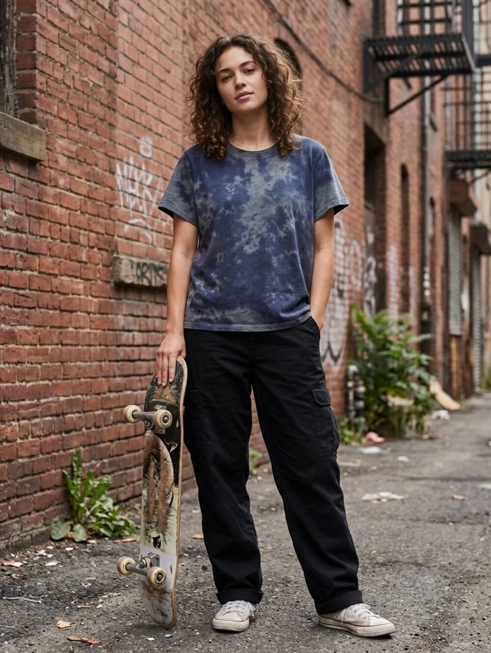 Wild Fable Gray Blue Tie Dye Boxy Crewneck T-Shirt